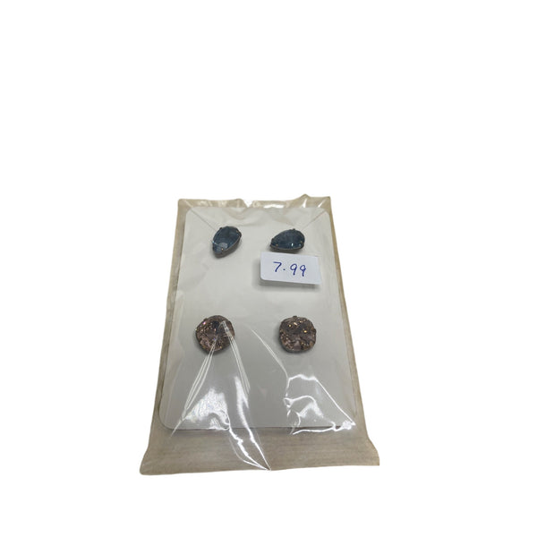 Set Of 4 Crystal Stud Earrings Womens Statement Jewelry Clear & Sparkling Gemstones