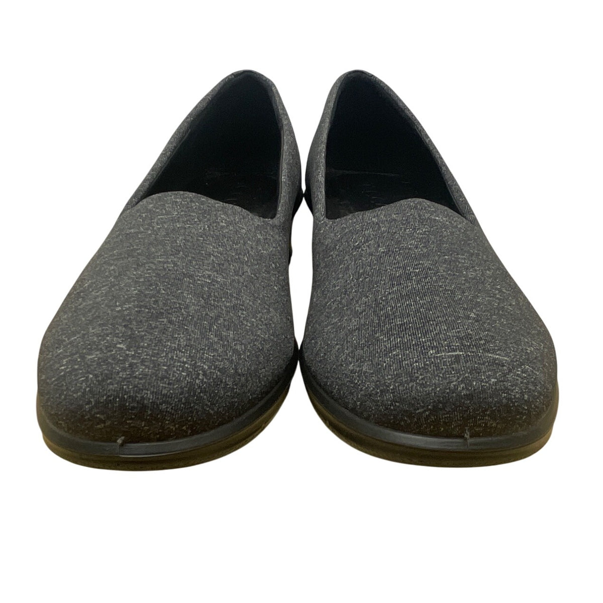 Ecco Womens Black-White Fabric & Leather Felicia Slip-On Wedge Shoes Sz 8-8.5 US