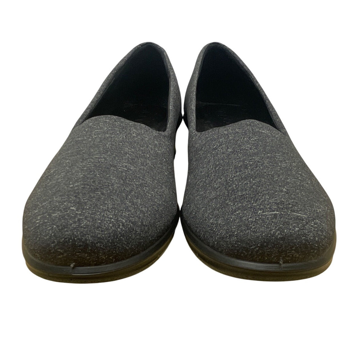 Ecco Womens Black-White Fabric & Leather Felicia Slip-On Wedge Shoes Sz 8-8.5 US