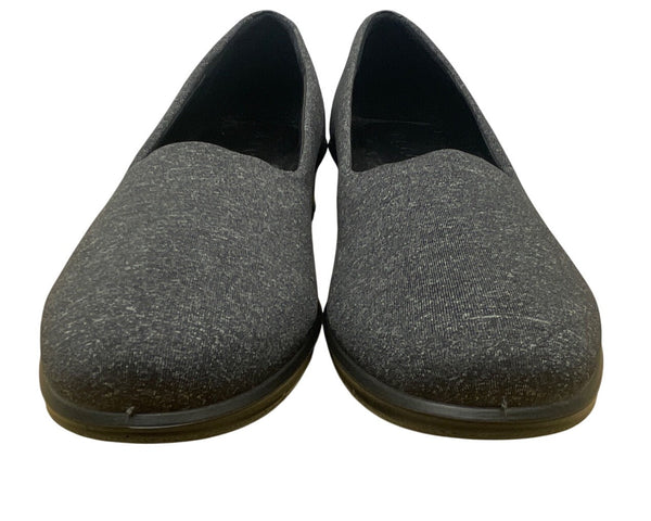 Ecco Womens Black-White Fabric & Leather Felicia Slip-On Wedge Shoes Sz 8-8.5 US