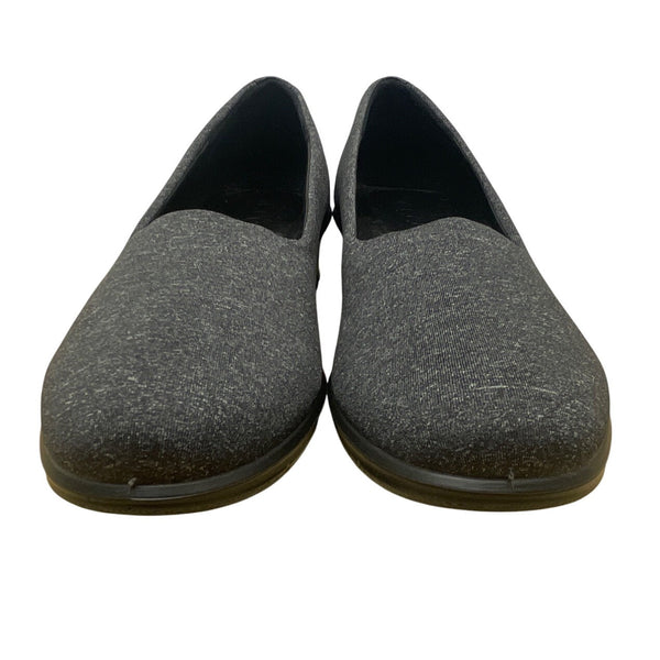 Ecco Womens Black-White Fabric & Leather Felicia Slip-On Wedge Shoes Sz 8-8.5 US
