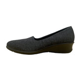 Ecco Womens Black-White Fabric & Leather Felicia Slip-On Wedge Shoes Sz 8-8.5 US