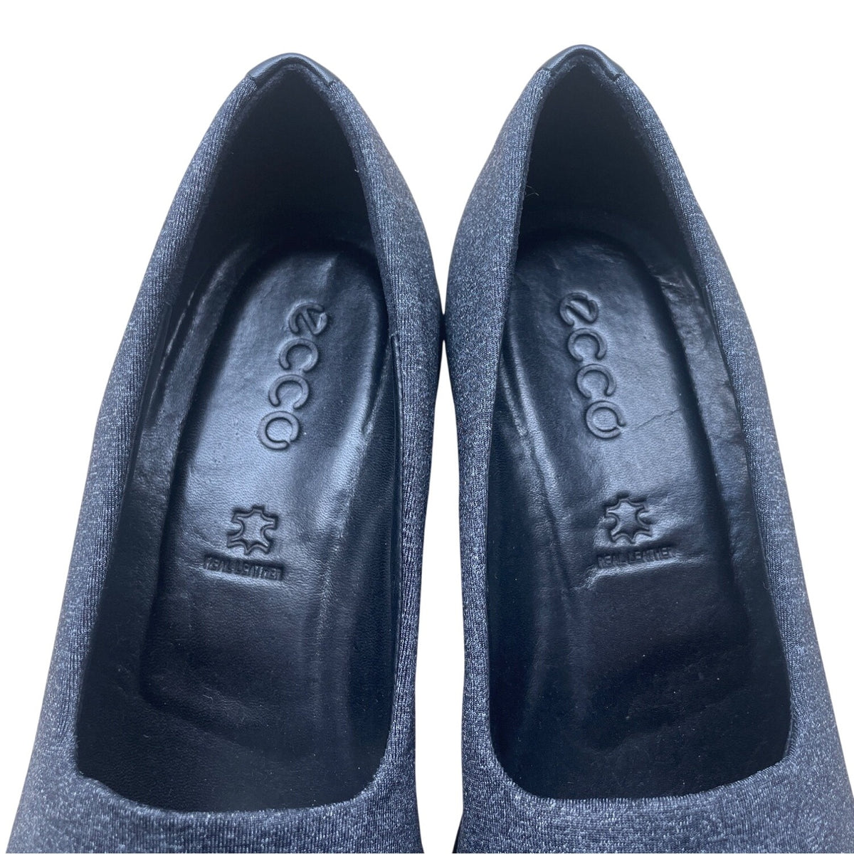Ecco Womens Black-White Fabric & Leather Felicia Slip-On Wedge Shoes Sz 8-8.5 US