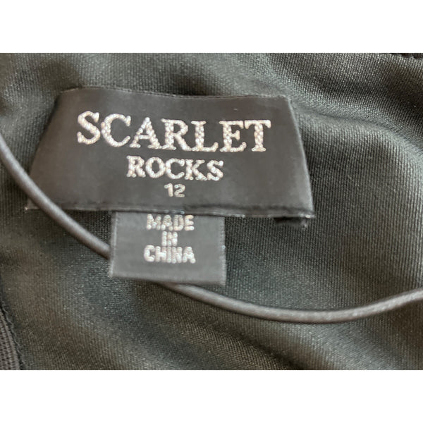 Scarilet Rocks Black Off-Shoulder Jumpsuit With Spaghetti Straps Sz 12