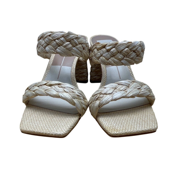 Vita Vanilla Braided Raffia Double Strap Block Heel Sandals Size 8 - New