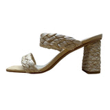Vita Vanilla Braided Raffia Double Strap Block Heel Sandals Size 8 - New
