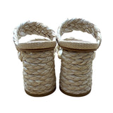 Vita Vanilla Braided Raffia Double Strap Block Heel Sandals Size 8 - New