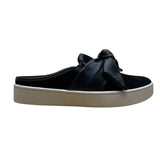 Spenco Womens Black Suede & Faux Leather Bow Comfort Slip-On Mule 6.5B - New