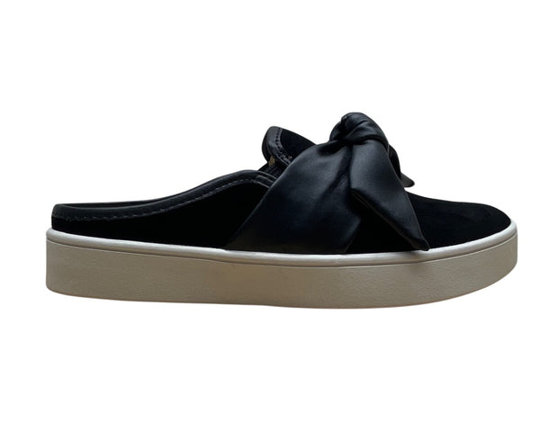 Spenco Womens Black Suede & Faux Leather Bow Comfort Slip-On Mule 6.5B - New