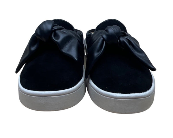 Spenco Womens Black Suede & Faux Leather Bow Comfort Slip-On Mule 6.5B - New