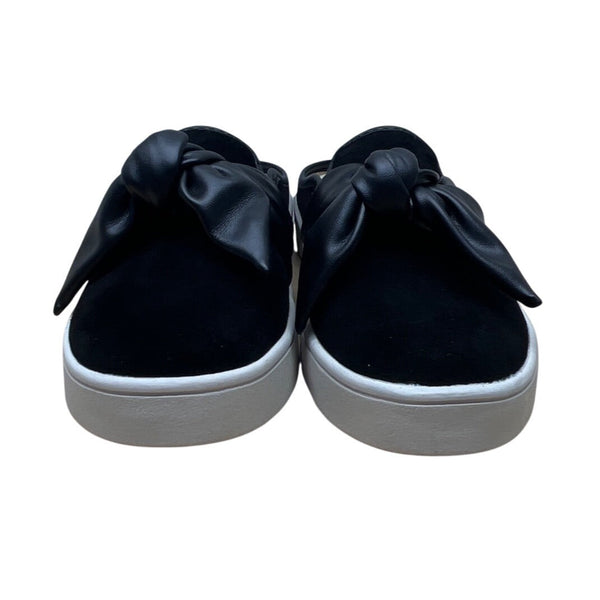 Spenco Womens Black Suede & Faux Leather Bow Comfort Slip-On Mule 6.5B - New