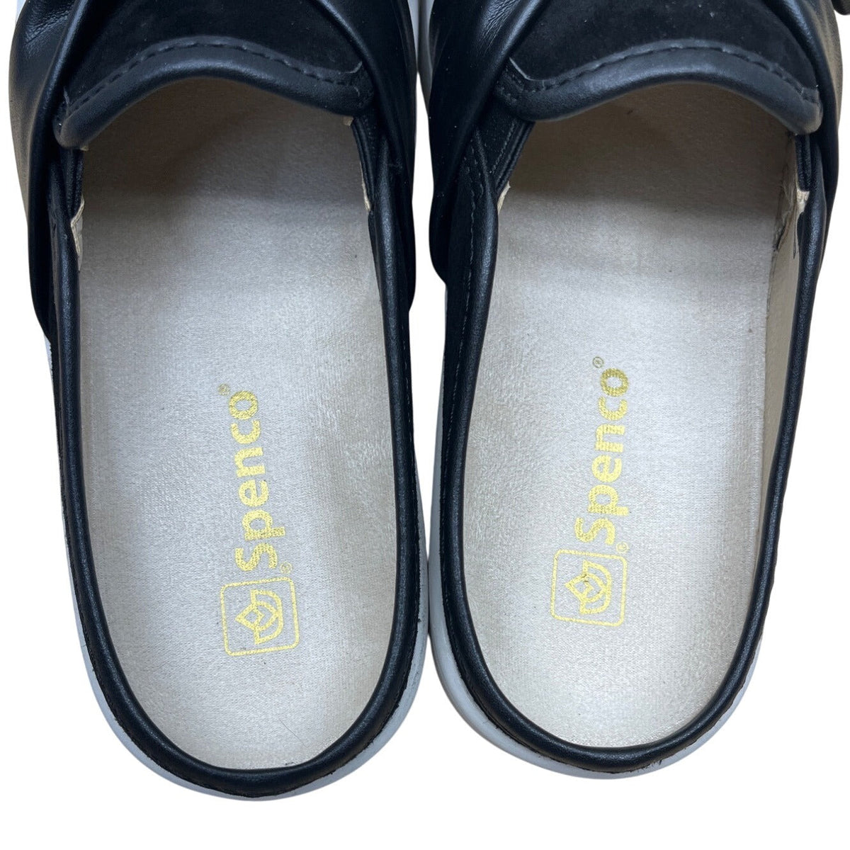 Spenco Womens Black Suede & Faux Leather Bow Comfort Slip-On Mule 6.5B - New