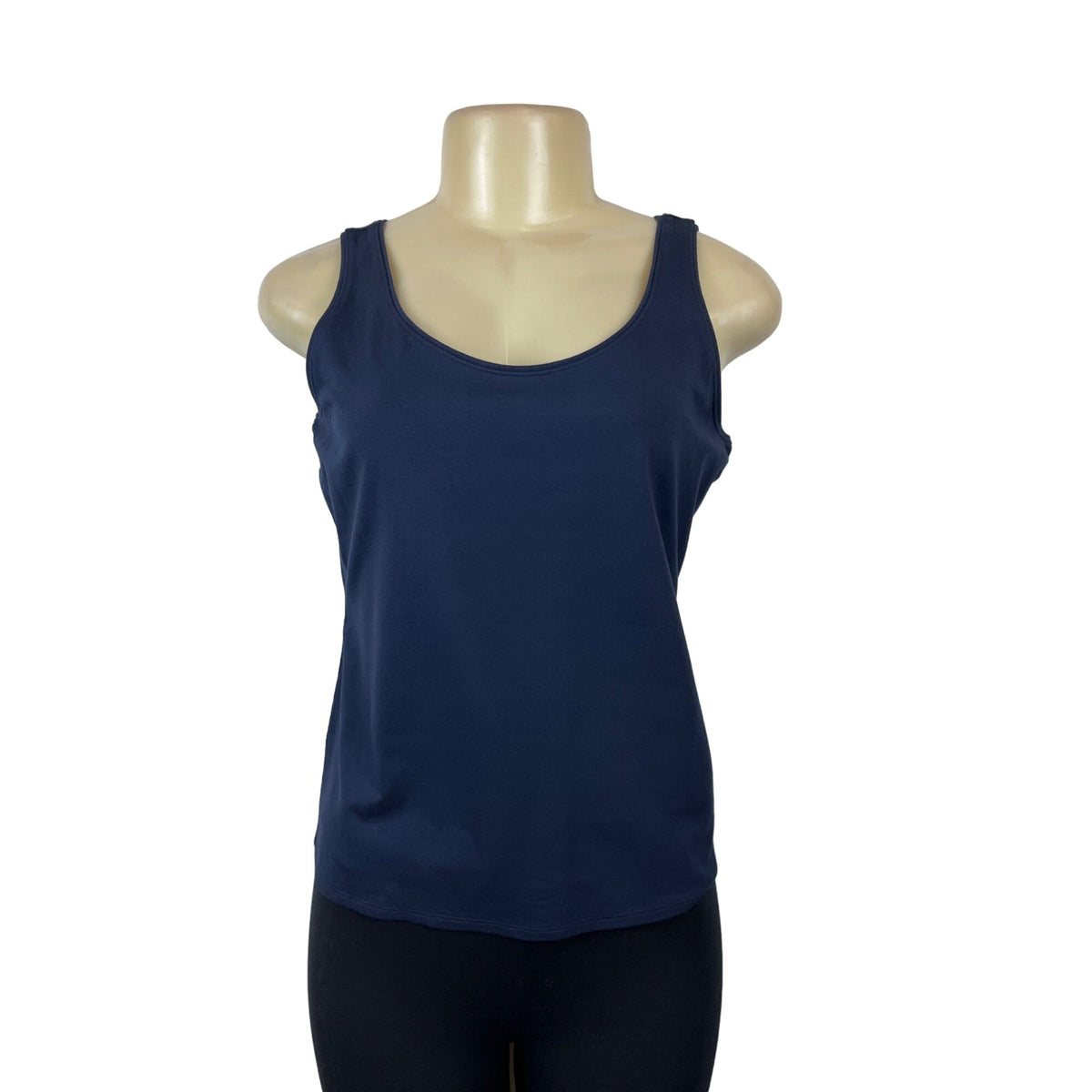 Eileen Fisher Navy Rayon Stretch Tank Top & Cropped Sleeve Sweater Set XS
