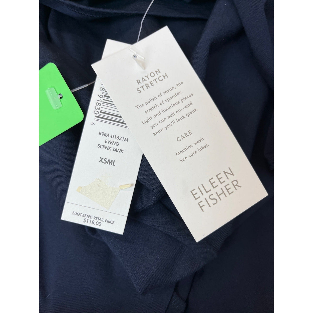 Eileen Fisher Navy Rayon Stretch Tank Top & Cropped Sleeve Sweater Set XS
