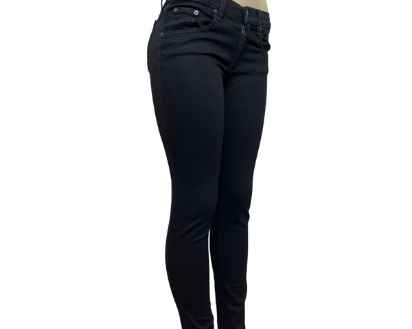 Rag & Bone Women's Black Skinny Jeans with Front Zipper and Button Sz 28