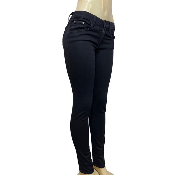 Rag & Bone Women's Black Skinny Jeans with Front Zipper and Button Sz 28