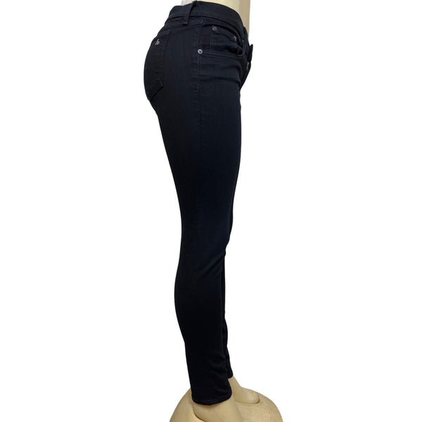 Rag & Bone Women's Black Skinny Jeans with Front Zipper and Button Sz 28