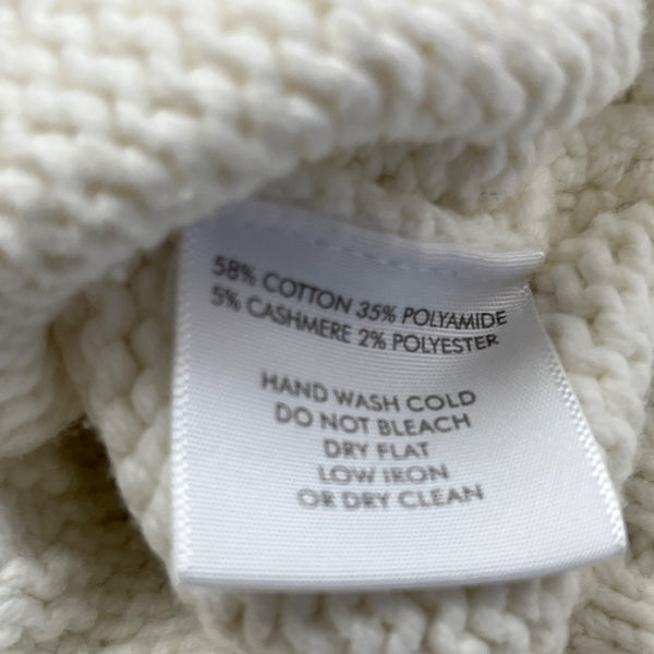 White+Warren Womens White Cotton Polyamide Cable Knit Sweater Cozy Size L
