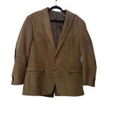 Corduroy Mens Tan Blazer Jacket With Elbow Patches Lined Two-Button Closure Size Unknown