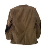 Corduroy Mens Tan Blazer Jacket With Elbow Patches Lined Two-Button Closure Size Unknown