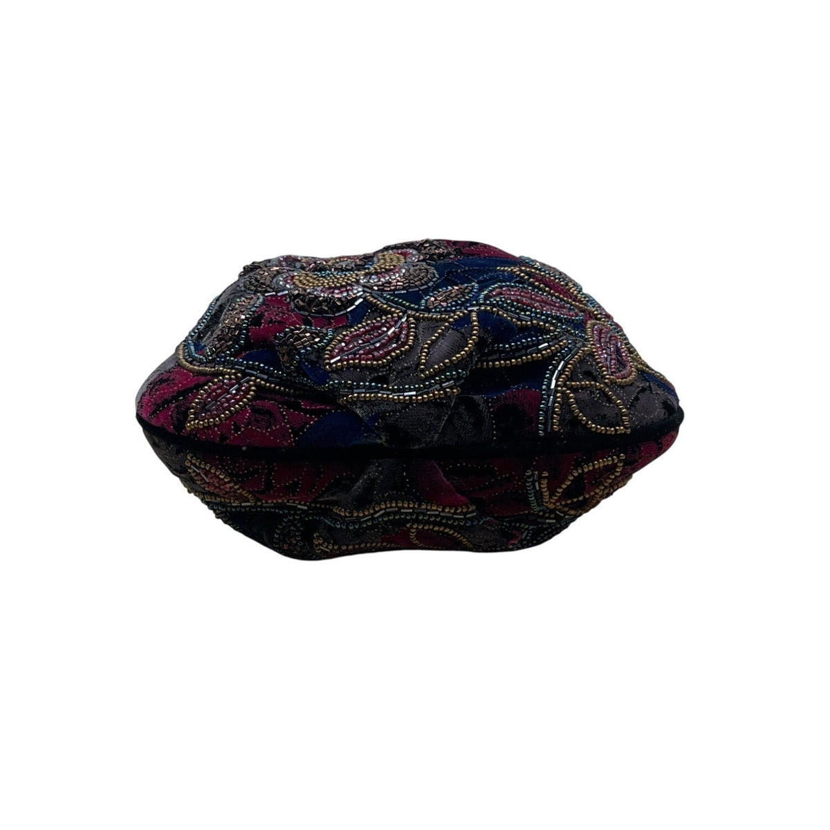 Hashimoto Women’s Floral Beaded Velvet Drawstring Rope Strap Pouch Bag Sz S
