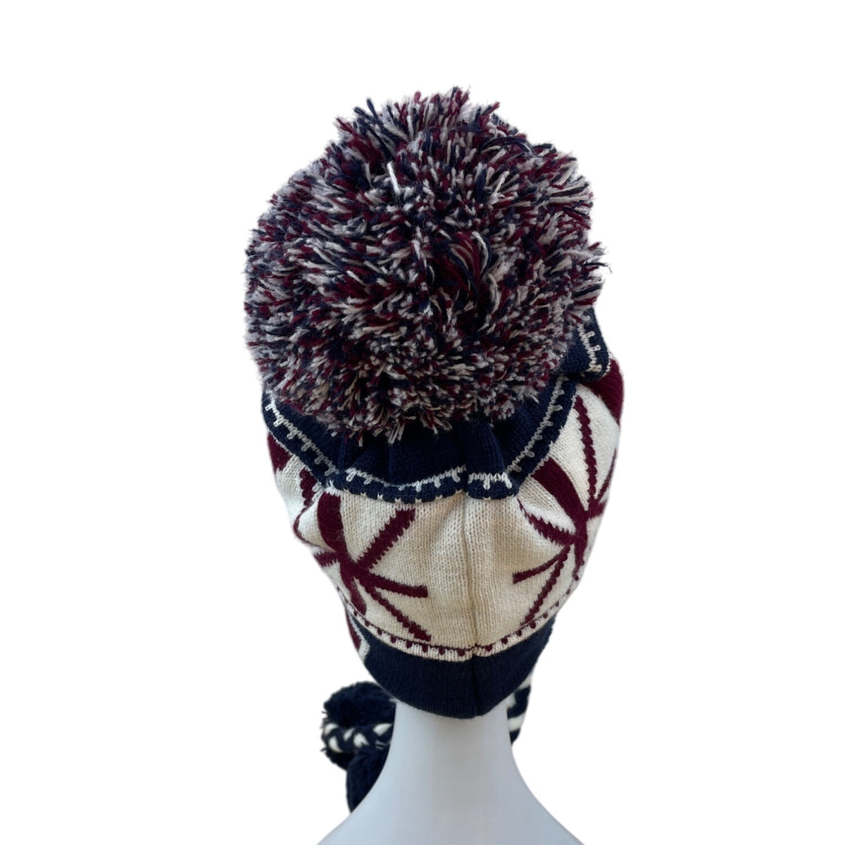 Knit London Beanie Hat With Pom & Braided Ties