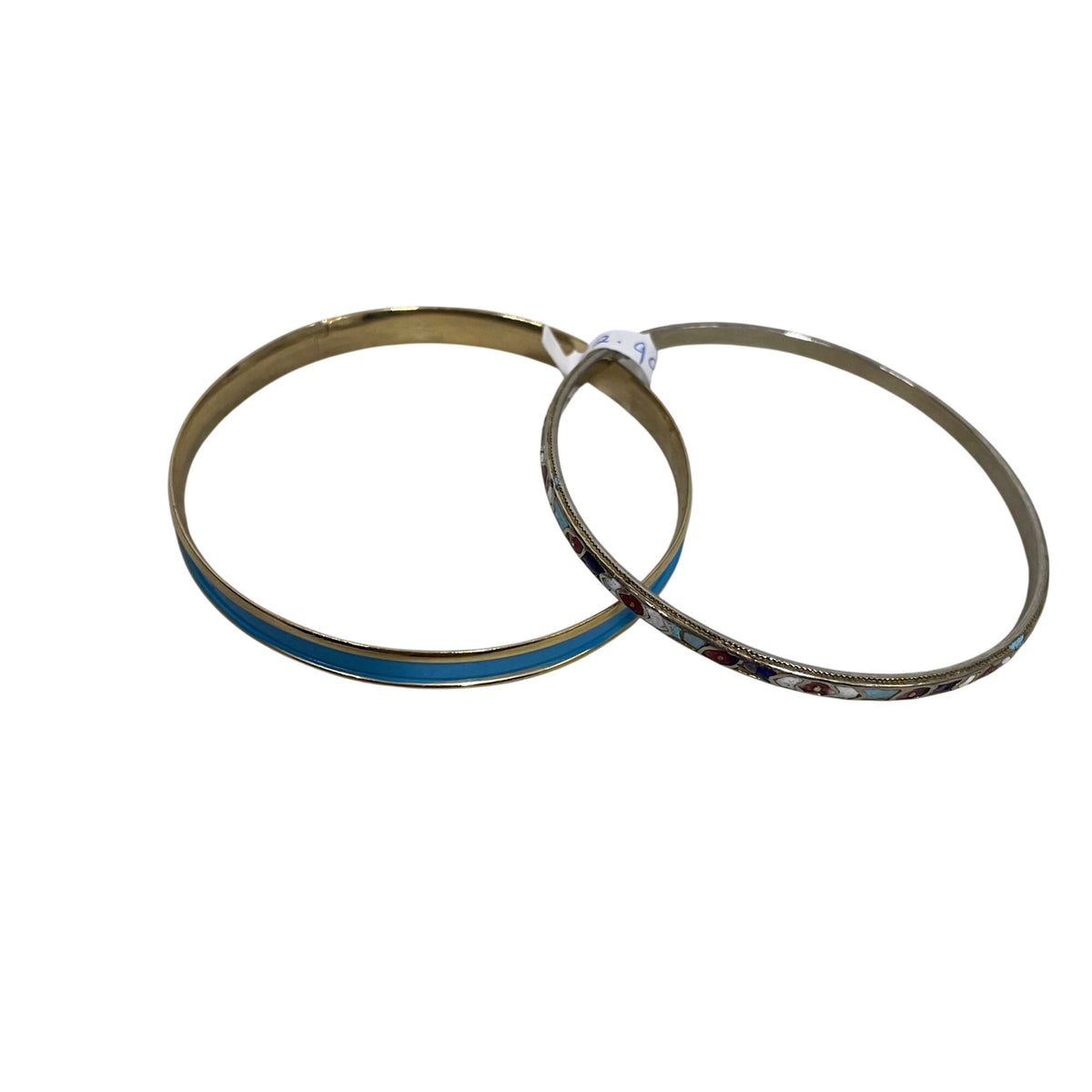 Gold-Tone Womens Enamel Bangles Set With Blue & Multicolor Accents Mixed Metal