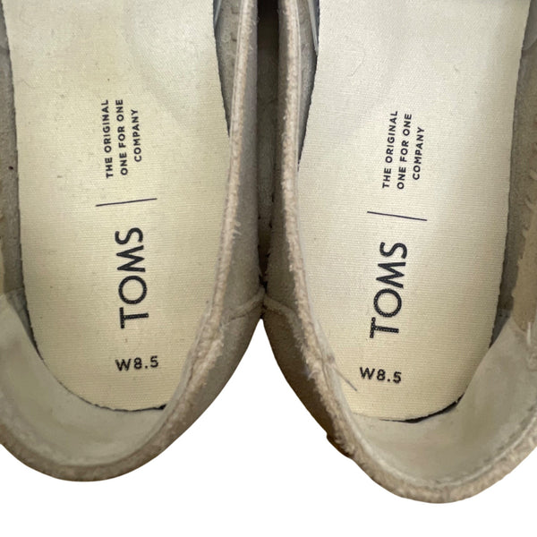Toms Women’s Grey Suede Comfortable Stitch Detail Slip-On Flats Size 8.5