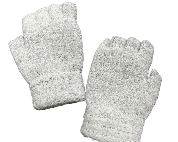 Fashion Brand Classic Unisex Light Gray Wool Blend Convertible Fingerless Gloves With Button Closure