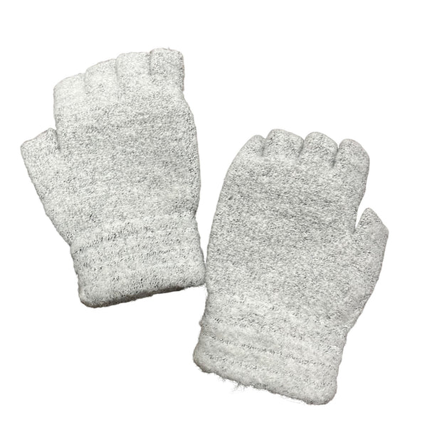 Fashion Brand Classic Unisex Light Gray Wool Blend Convertible Fingerless Gloves With Button Closure