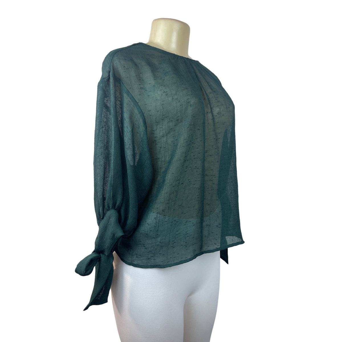 Zara Women's Green Tied Cuff Blouse Sz XS