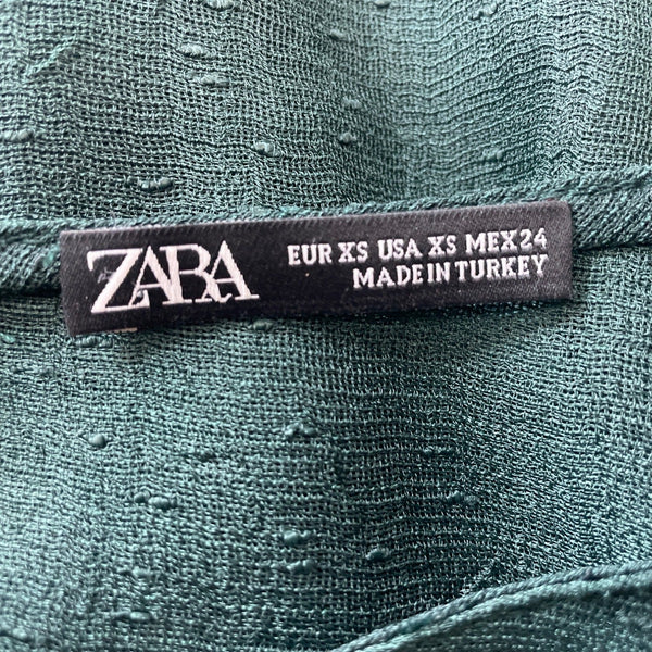 Zara Women's Green Tied Cuff Blouse Sz XS