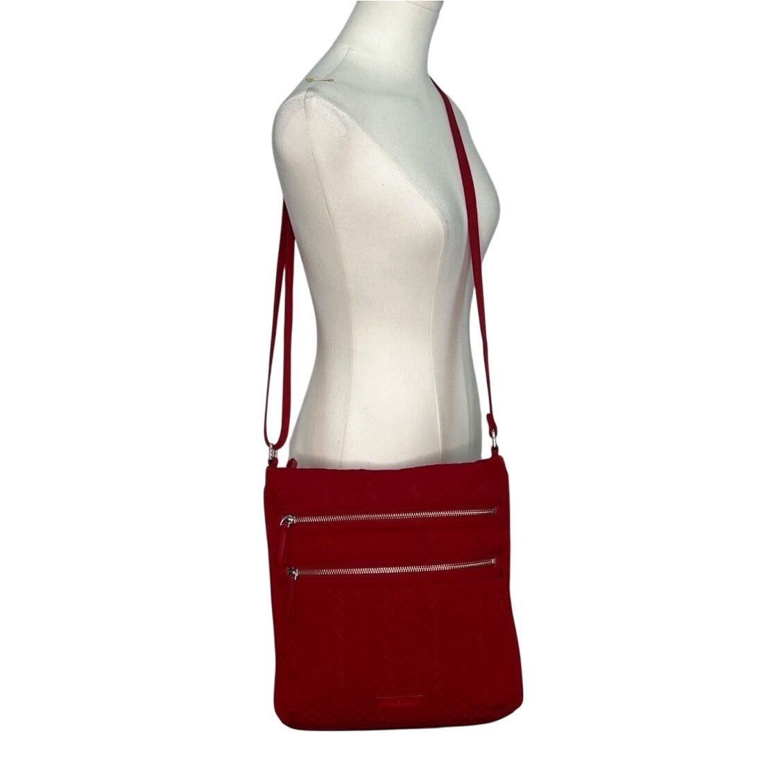 Vera Bradley Red Quilted Adjustable Strap & Zippered Compartments Crossbody Bag