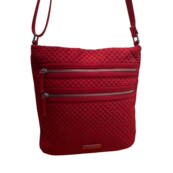Vera Bradley Red Quilted Adjustable Strap & Zippered Compartments Crossbody Bag
