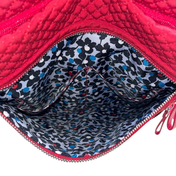 Vera Bradley Red Quilted Adjustable Strap & Zippered Compartments Crossbody Bag