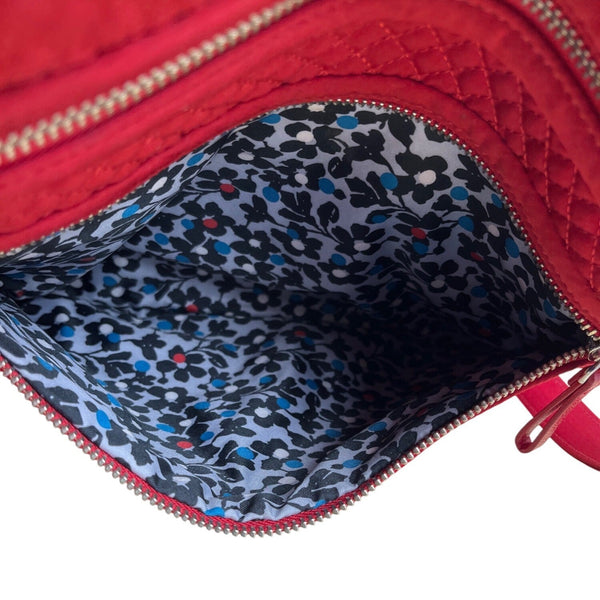 Vera Bradley Red Quilted Adjustable Strap & Zippered Compartments Crossbody Bag