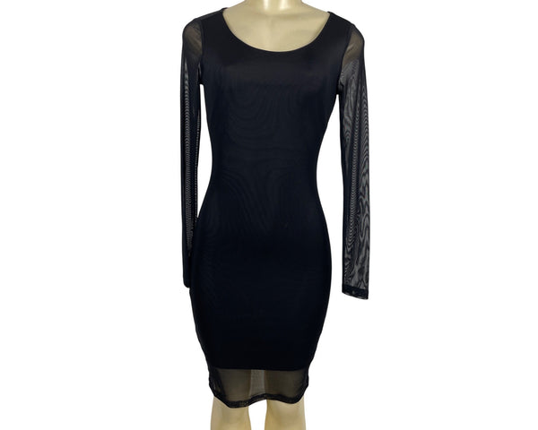 Philosophy Black Sheer Long Sleeve Bodycon Dress Size XS
