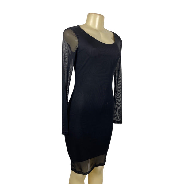 Philosophy Black Sheer Long Sleeve Bodycon Dress Size XS