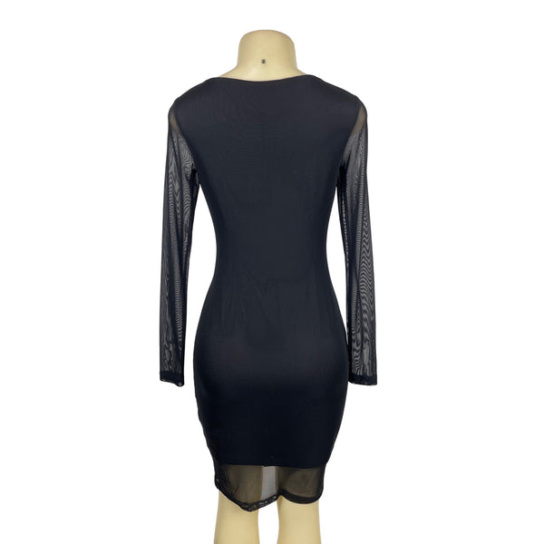 Philosophy Black Sheer Long Sleeve Bodycon Dress Size XS