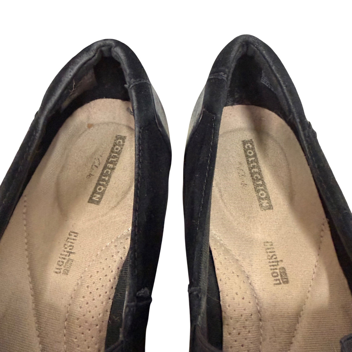 Clarks Womens Black Suede & Leather Cushioned Slip-On Loafers Size US 8 EU 39