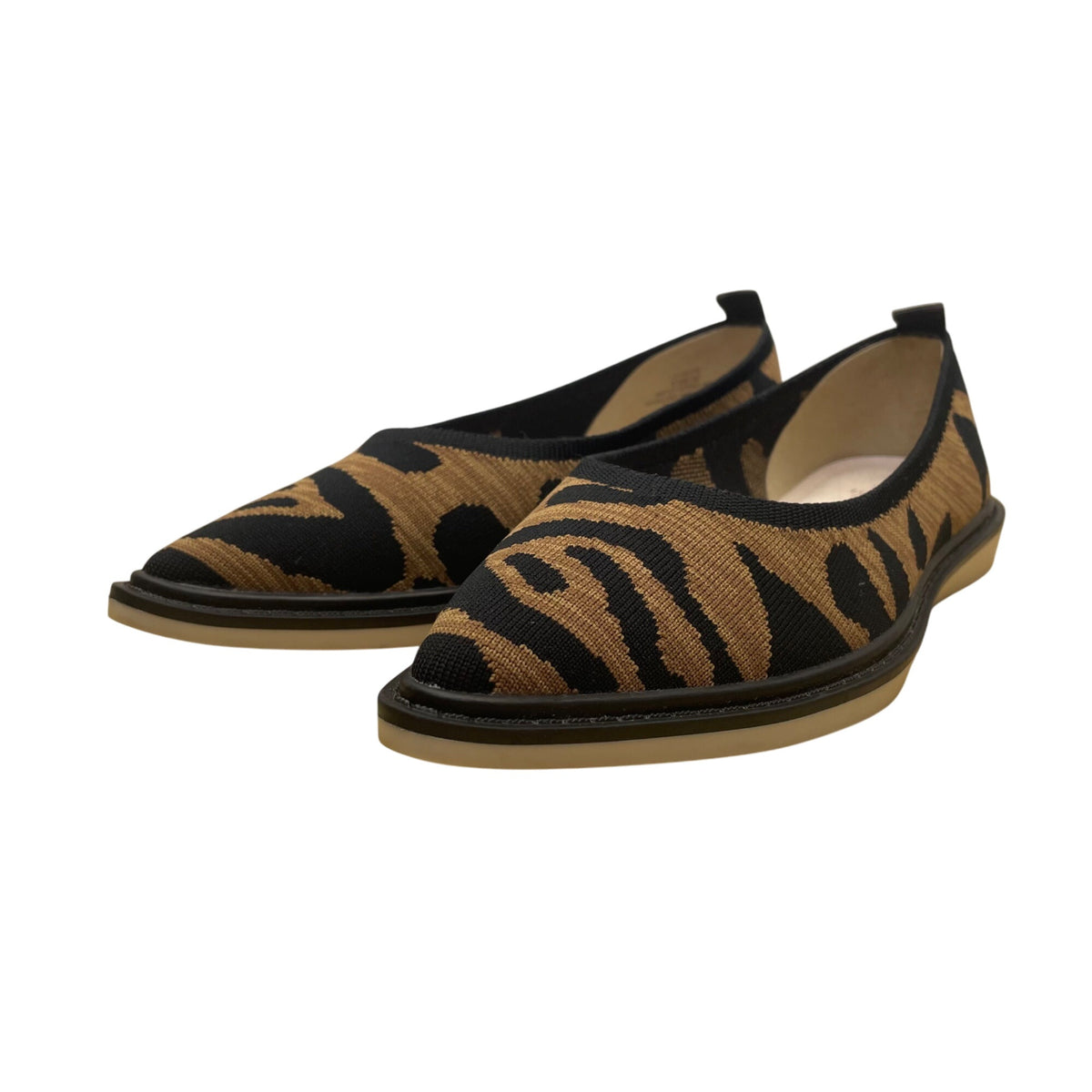 Louise Et Cie Women’s Brown/Black Zebra Print Pointed Toe Celete Flats Size 5.5M