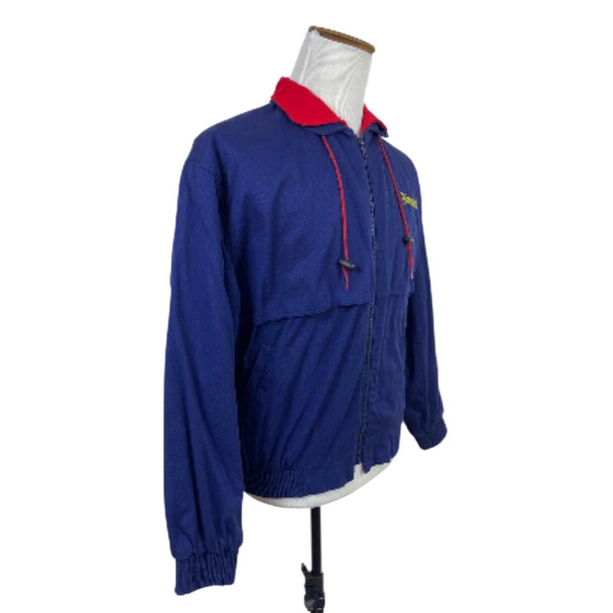Vintage 80s Disneyland Blue Jacket With Red Collar & Yellow Embroidery Size M