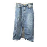 Lovegen Womens Blue Denim Midi Skirt Front Slit Casual Fit Size 7/29