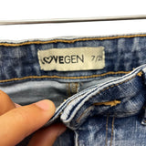 Lovegen Womens Blue Denim Midi Skirt Front Slit Casual Fit Size 7/29