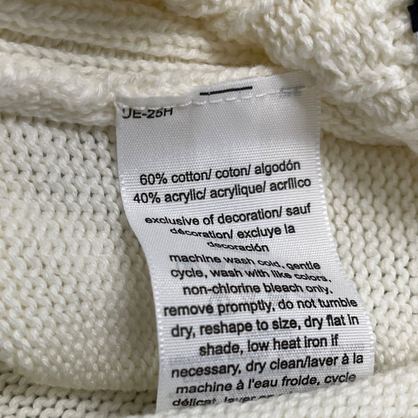 Tommy Hilfiger Women's White Knit V Neck Sweater Cable Pattern Cozy Size M