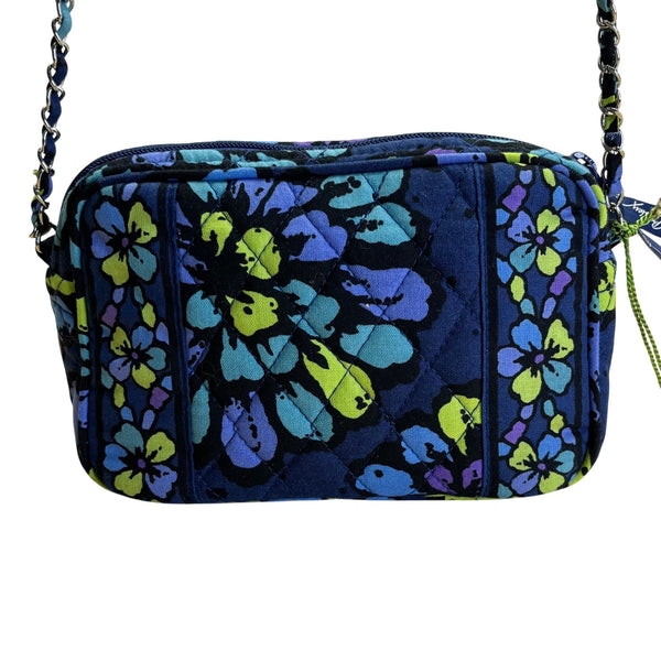 Vera Bradley Indigo Pop Floral With Chain Strap & Quilted Pattern Crossbody Bag