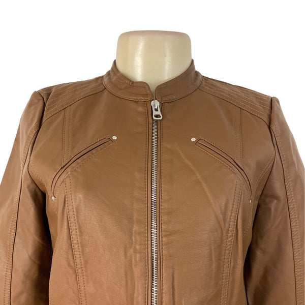 Vero Moda Women's Brown Faux Leather Jacket With Various Pockets Sz S - New