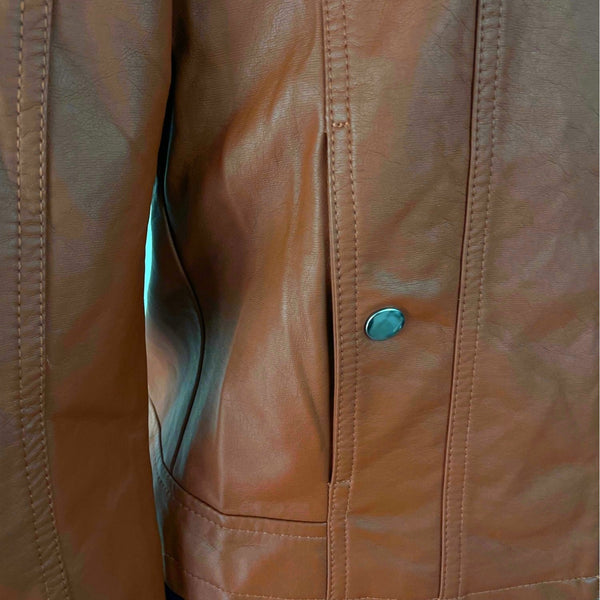 Vero Moda Women's Brown Faux Leather Jacket With Various Pockets Sz S - New