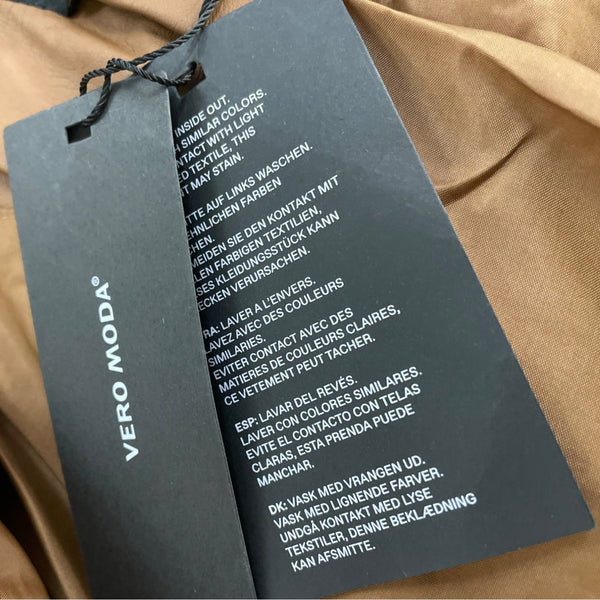 Vero Moda Women's Brown Faux Leather Jacket With Various Pockets Sz S - New