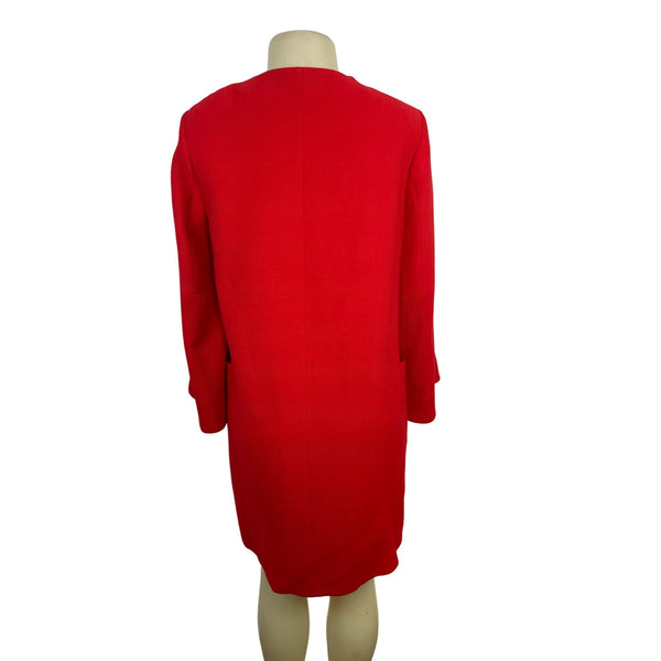 Zara Women’s Red Long Sleeve Open Front Coat With Pockets Sz M